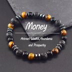 Classic Black Natural Labradorite Volcanic Stone Round Bead Bracelet Health Protection Wealth Luck Accessory Men 팔찌
