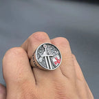 Knights Templar Crusader Shield Cross Ring — Stainless Steel