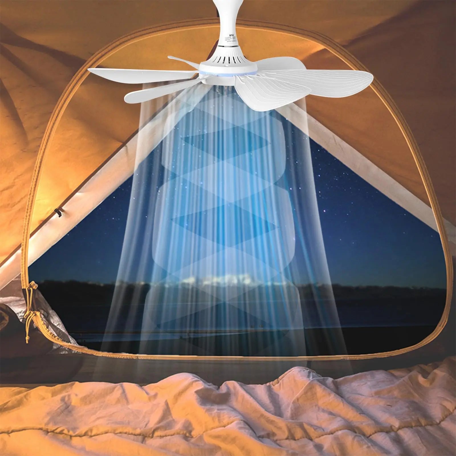 Silent 6 Leaves USB Powered Ceiling Canopy Fan with Remote Control Timing 4 Speed Hanging Fan for Camping Bed Dormitory