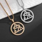 Ancient Egyptian Gods Eye of Horus Triangular Eye Stainless Steel Necklace Suitable for Men and Girls Retro Punk Lucky