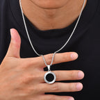 Punk Round Necklace for Men Boys,Embossing Radiation Sunburst Stainless Steel Necklace,Birthday Father Jewelry Gift