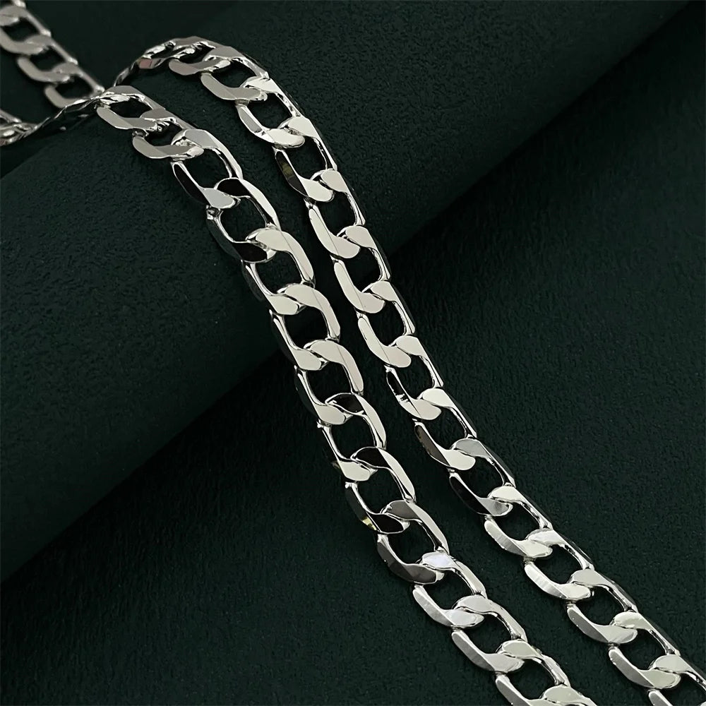 Andara Luxury 925 Sterling Silver Gold Plated 6mm One to One Necklace, Unisex Engagement Accessories Jewelry 45-60cm