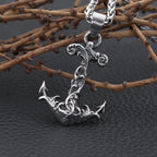 Anchor Compass Rudder Pendant — Stainless Steel