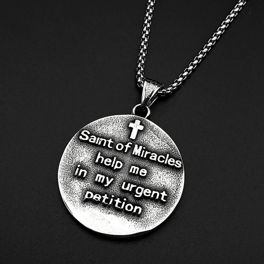 SANIT ANTHONY PRAY FOR US Chain For Women Men Stainless Steel Silver Color Patron Saint Of Lost Things Religious