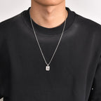 Stylish A-Z 26 Letters Necklace for Men Boys,Waterproof Stainless Steel Square Pendant Necklace,Initals Alphabet Collars Gifts