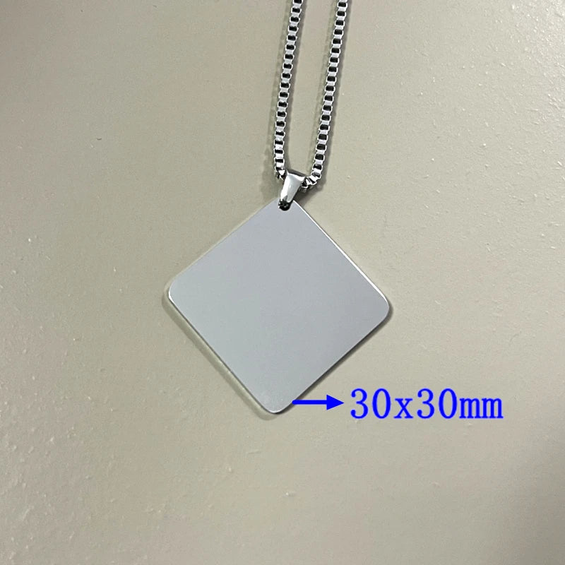 10pcs/Set Mirror Polish Stainless Steel 30x30mm Pendant Fashion Box Chain Necklace  Accessories for Fashionable Jewelry Making