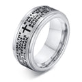Vnox 8mm Spinner Cross Ring for Men, Bible Prayer Finger Band, Stress Release Stainless Steel Rotatable Ring, Faith