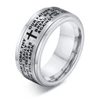 Vnox 8mm Spinner Cross Ring for Men, Bible Prayer Finger Band, Stress Release Stainless Steel Rotatable Ring, Faith