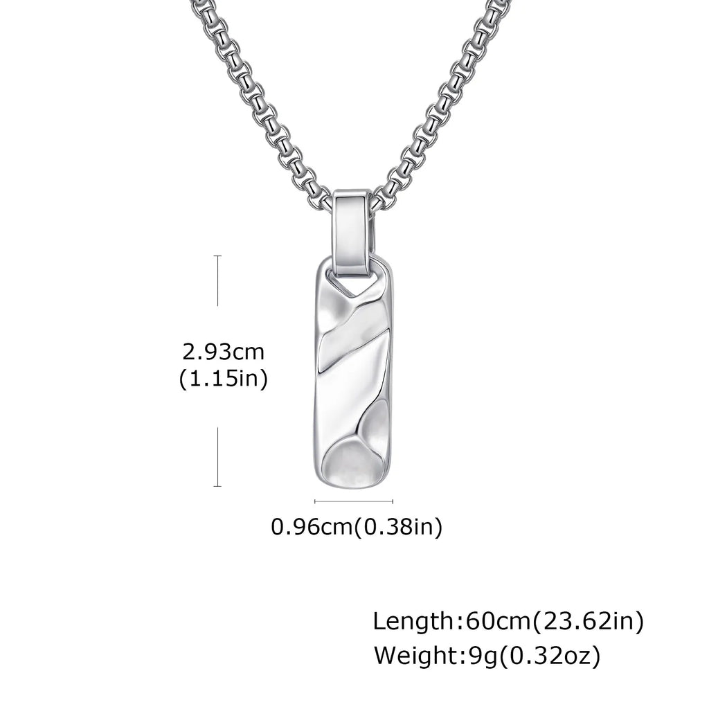 Small Dogtag Pendant Necklaces for Men Boys,Vintage Stainless Steel Hammered Texture Military Dog Tag Collar Gift