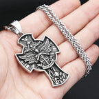 Vintage Stainless Steel Saint Michael Cross Pendant Necklaces For Men Women Fashion Religious Amulet Jewelry Gifts