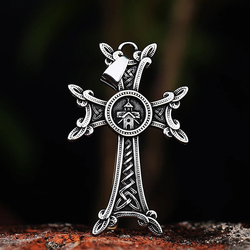 Fashion 316L Stainless Steel Armenian Orthodox Cross Pendant Necklace Party Chain Couples Jewelry Gifts For Man Women