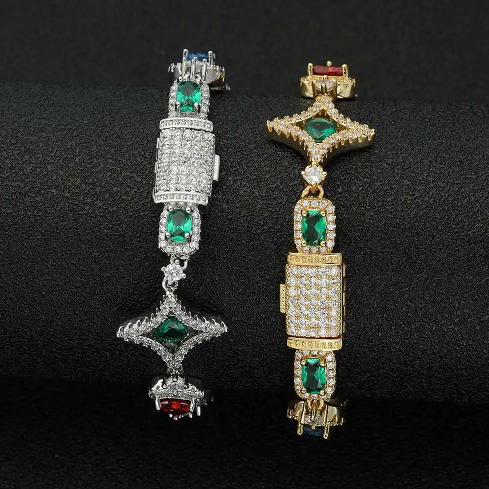 Iced Out CZ Colorful Bracelet Gold 18K