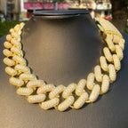 Aokaishen 32mm Iced Out Thick Heavy Miami Baguette Cuban Link Chain for Men 5A Cubic Zirconia Gold Plated Hip Hop