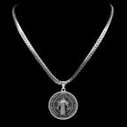 San Benito Exorcist Pendant Necklace for Women Men Stainless Steel Christian Saint Benedict Religious Amulet Chain