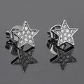 Iced Out Star Stud Earrings Stainless Steel CZ