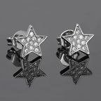 Iced Out Star Stud Earrings Stainless Steel CZ