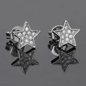 Iced Out Star Stud Earrings Stainless Steel CZ