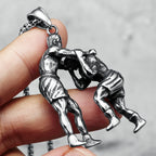 Kung Fu Combat Fight Pendant Necklace — Stainless Steel