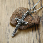 Vnox Cross Necklace for Men Women,Catholicism Jesus Pendant,Gold Color Stainless Steel Unisex Collar,Church Prayer