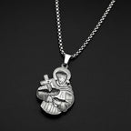 SAINT FRANCIS Hold Cross Pendant Necklace for Women Men Stainless Steel Gold Silver Color Christian Amulet Faith