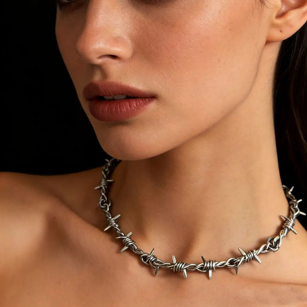 Gothic Barbed Wire Pendant Necklace