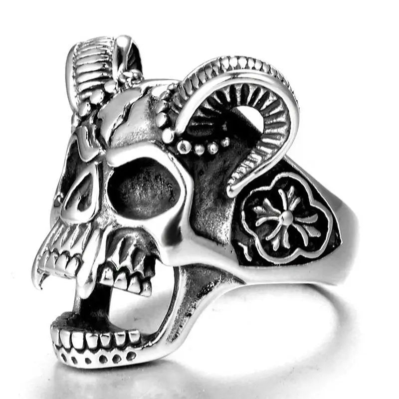 Skull Demon Steel Ring European American Retro