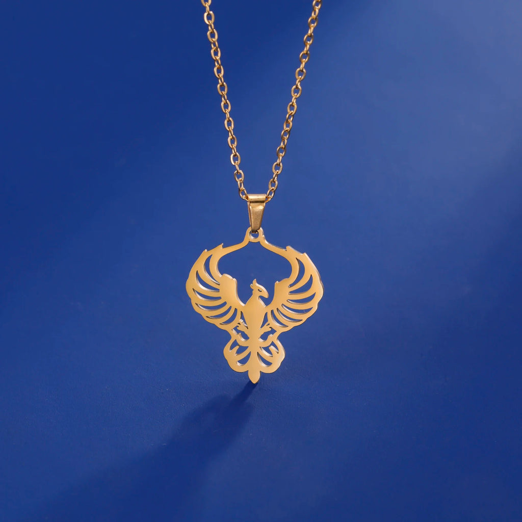 Phoenix Necklace Supernatural Amulet Chain God Bird Gift For Woman Men Kid Child Gold Color Stainless Steel Pendant Jewelry