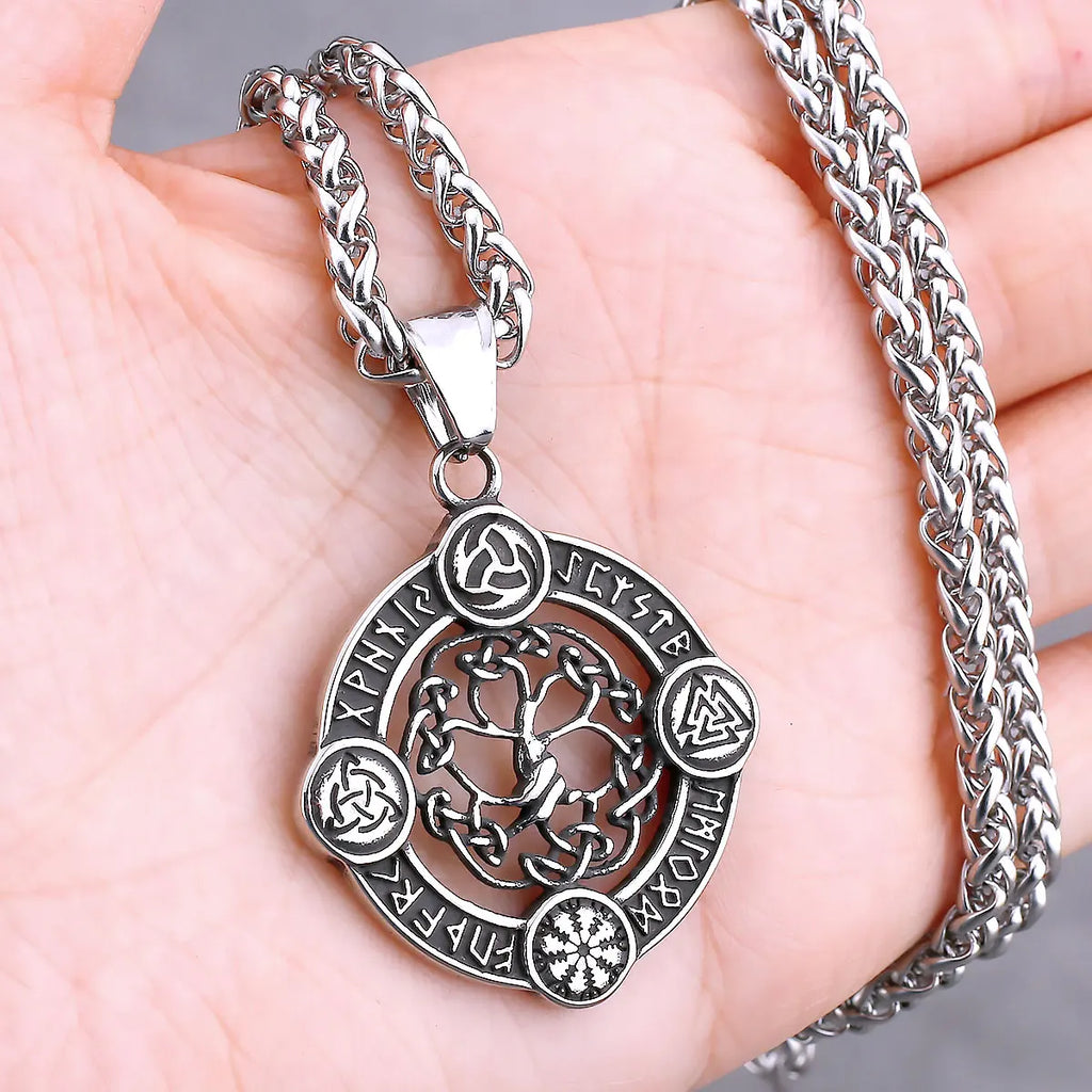 Nordic Vikings Tree of Life Odin Necklace Various Men Celtic Amulet Pendant Stainless Steel Vintage Charm Punk Jewelry