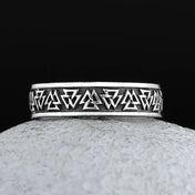 Viking Odin Valknut Triangle Ring — Stainless Steel