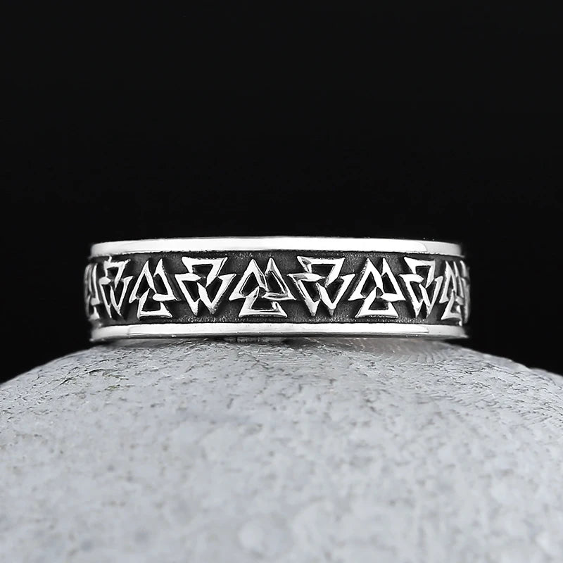 Viking Odin Valknut Triangle Ring — Stainless Steel