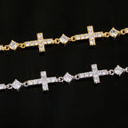 Gold Cross Iced Out Chain Bracelet 5MM