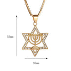 Jewish Star of David Pendant Necklaces Male Gold Color Stainless Steel Hexagram Necklace for Men/Women Jewelry Birthday
