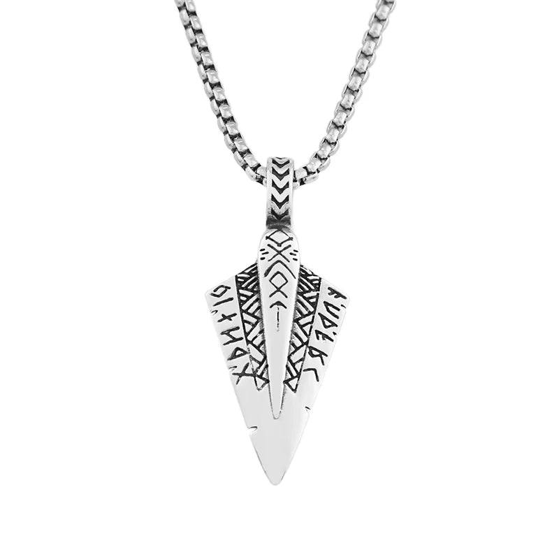 Fashion Retro Viking Rune Spear Pendant for Women Charm Nordic Stainless Steel Men Necklace Popular Valentine's Day