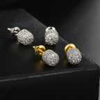 Iced Out Cylindrical Stud Earrings — Gold