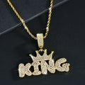 Fashion Hip Hop Crown with KING Pendant Necklace For Men Crystal Cuban Chain Iced Out Bling Hiphop Necklaces Rock Biker