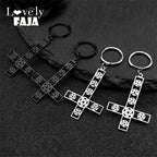 Cross Jesus Steel Earrings Inverted Occult Pentagram