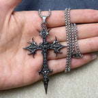 Double Sided Cross Pendant Necklace — Stainless Steel