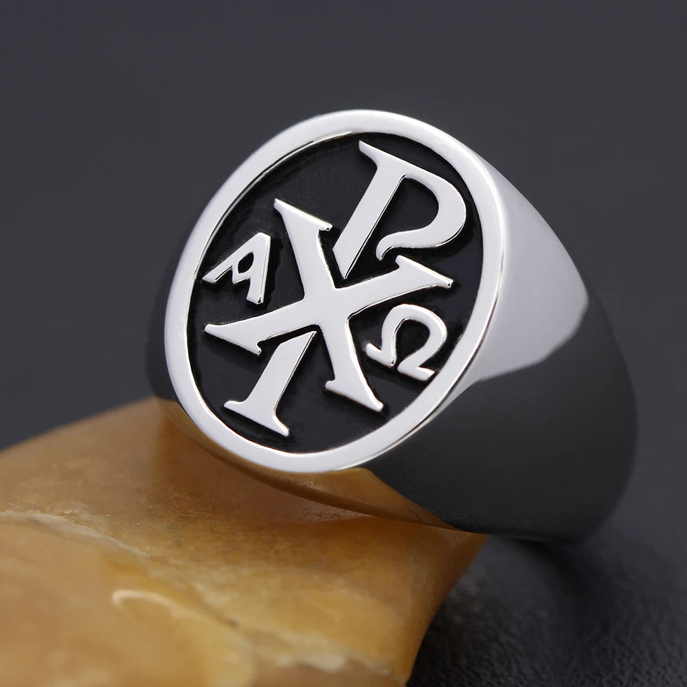Chi Rho Cross Ring — 925 Silver