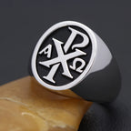 Chi Rho Cross Ring — 925 Silver