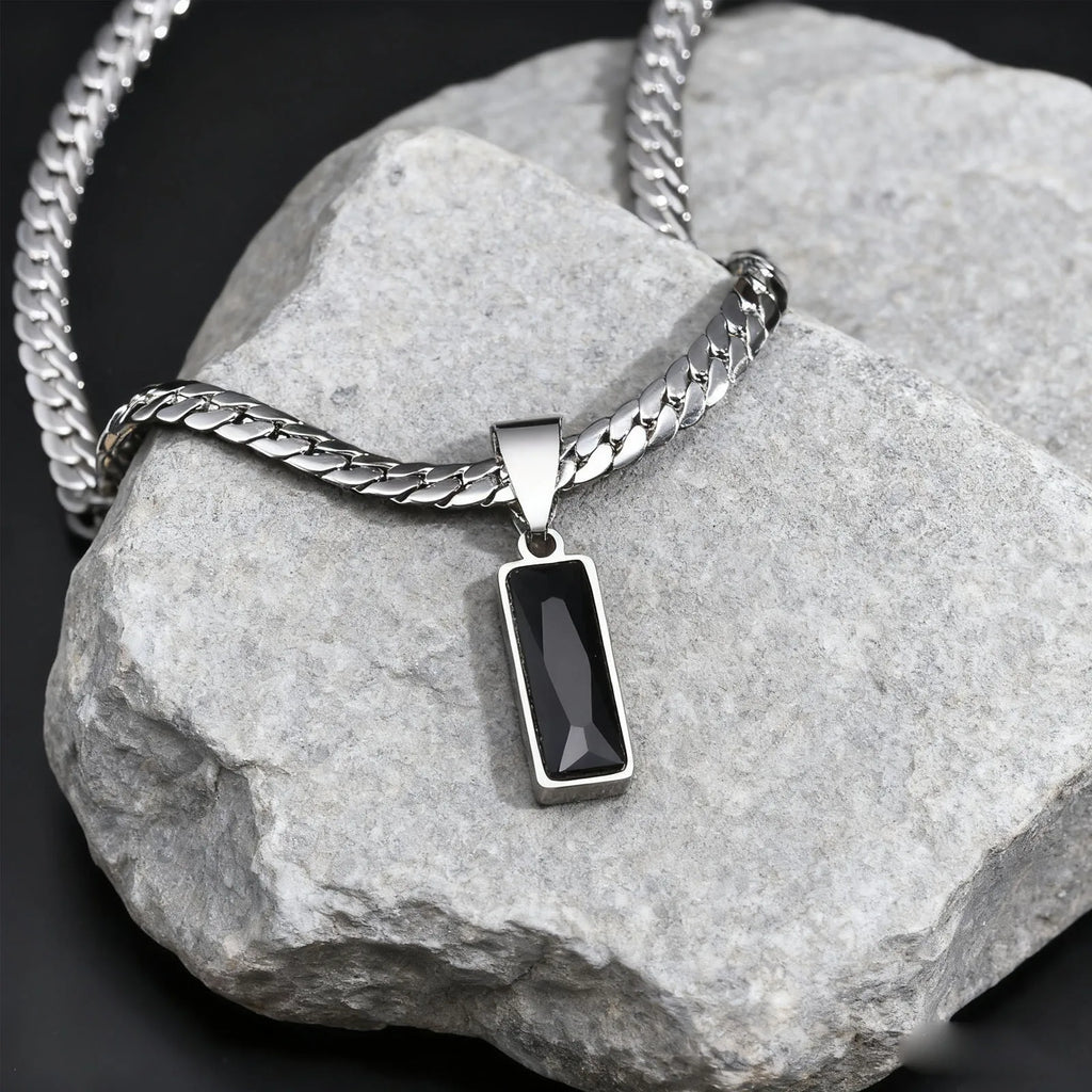 Stone Cuban Chain Necklace — Stainless