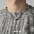 Hip Hop Double Lock Pendant Necklace For Man Woman Non-Fading Titanium Steel Choker Clavicle Chain Kpop Couple Jewelry