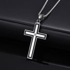 Iced Out Cross Black Pendant Necklace — Stainless Steel