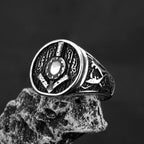Vintage Viking Rings for Men Stainless Steel Nordic Warrior Shield Viking Rune Ring Fashion Amulet Jewelry Gift