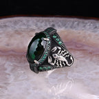 Vintage Black Stone Four-Prong Ring for Men — Two-Tone