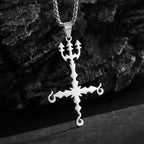 Templar Cross Round Medal Pendant Necklace — Stainless Steel