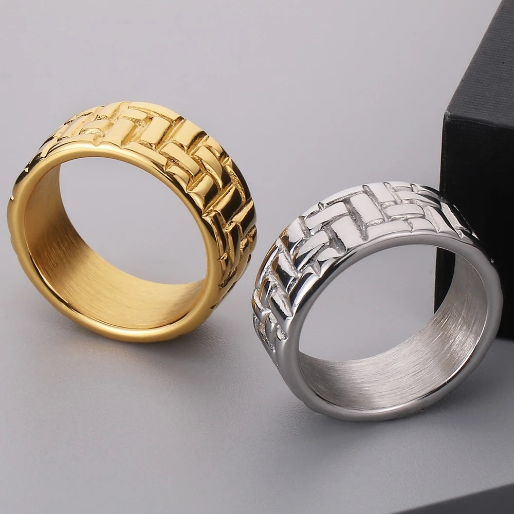 Waterproof Luxury Gold Color Stainless Steel Rings for Man Mens Rings Cool Birthday Jewelry Accessory Gifts for Him