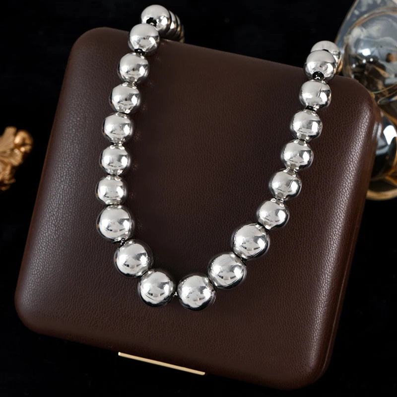 GANEMLY 316L Stainless Steel Metal Cuban Chain Necklace For Women Hip Hop Punk Waterproof 18K Gold Plated Neck Chain Jewelry