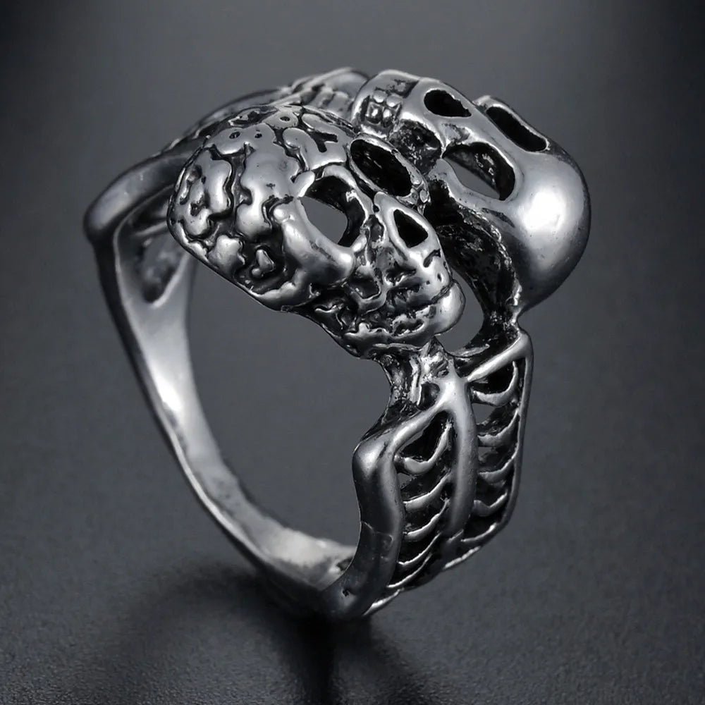 Vintage Goth Black Cross Open Ring for Men Women — Black-Tone