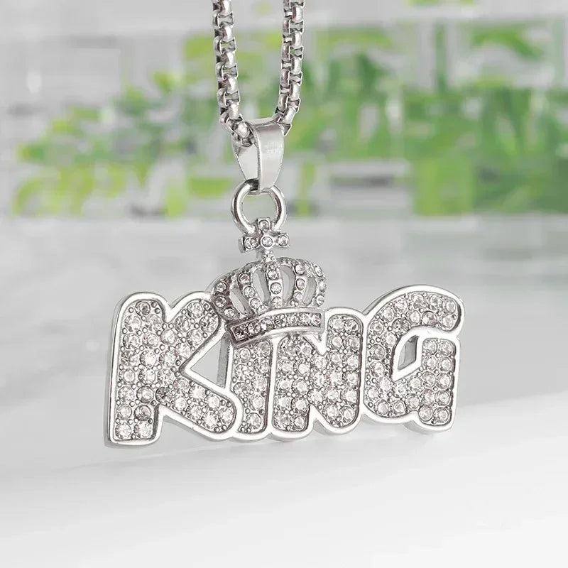 Bling Iced Out Savage Pendant Cubic Zirconia Letter Necklace for Men Women Hip Hop Rock Rap Party Jewelry
