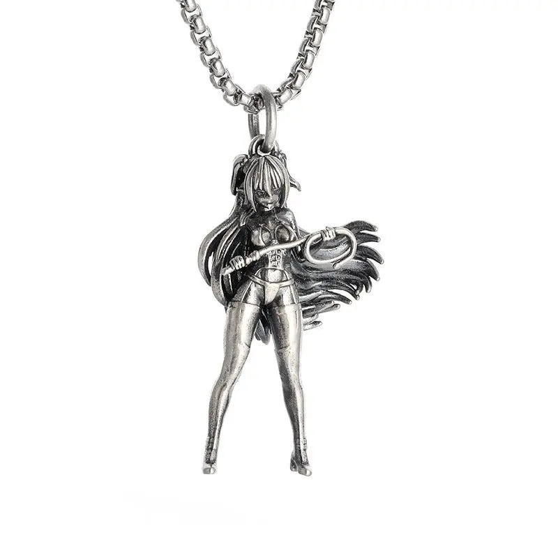 Gothic Succubus Pendant Necklace — Silver